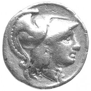 Królestwo Macedonii, stater, Aw: Głowa Ateny w hełmie k...