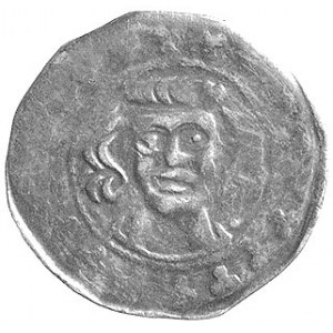 Henryk III 1273-1309, kwartnik, Aw: Głowa z bujnymi wło...