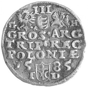 trojak 1585, Olkusz, odmiana z literami G-H po bokach h...