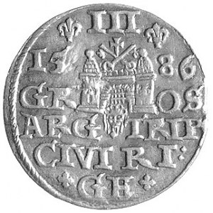 trojak 1586, Ryga, odmiana z dużą głową króla, Kurp. 45...