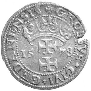grosz 1578, Gdańsk, na awersie interpunkcja w postaci k...