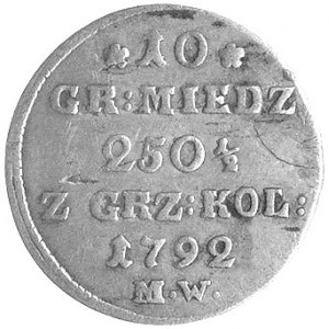 10 groszy miedzianych 1792, Warszawa, odmiana z literam...