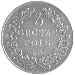 trojak 1831, Warszawa, odmiana- łapy Orła proste, Plage...