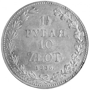 1 1/2 rubla = 10 złotych 1836, Warszawa, Plage 325, bar...