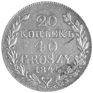 20 kopiejek = 40 groszy 1844, Warszawa, Plage 391, drob...