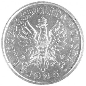 5 złotych 1925, Konstytucja, na awersie monogramy SW i ...