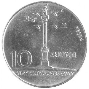 10 złotych 1966, Kolumna Zygmunta, wypukły napis PRÓBA,...