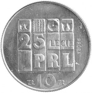 10 złotych 1969, 25 LECIE PRL, wypukły napis PRÓBA, Par...