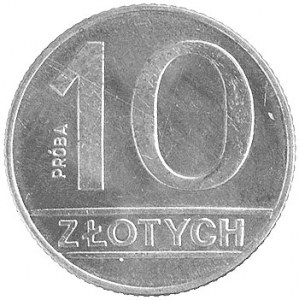 10 złotych 1989, Nominał 10, wypukły napis PRÓBA, Parch...