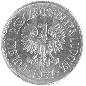 1 złoty 1957, wypukły napis PRÓBA, Parchimowicz P-216 a...