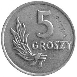 5 groszy 1949, wklęsły napis PRÓBA, Parchimowicz P-203 ...