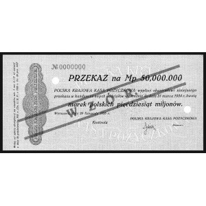 przekaz na 50.000.000 marek polskich 20.11.1923, Miłcza...