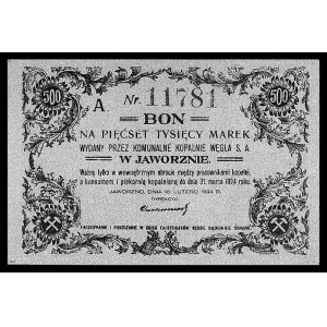 Jaworzno- bon na 500.000 marek 15.02.1924, wydany przez...