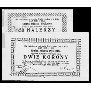 Myślenice- 50 halerzy i 2 korony (1919), Jabł. 397 i 39...