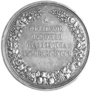 medal nagrodowy Towarzystwa Sadowniczego w Petersburgu ...