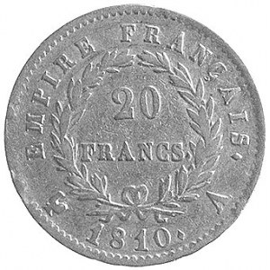 20 franków 1810, Paryż, Aw: Głowa, Rw: W wieńcu nominał...
