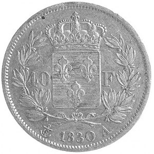 Karol X 1824-1830, 40 franków, Paryż, Aw: Głowa, Rw: W ...