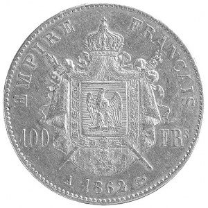 100 franków 1862, Paryż, Aw: Głowa w wieńcu laurowym, R...