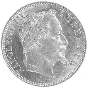 50 franków 1866, Paryż, Aw: Głowa w wieńcu laurowym, Rw...