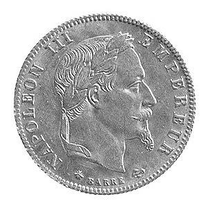 5 franków 1866, Paryż, Aw: Głowa w wieńcu laurowym, Rw:...