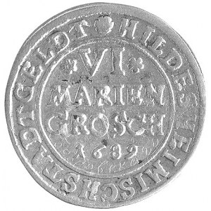 6 mariengroszy 1689, Aw: Herb miasta, w otoku napis, Rw...