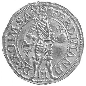 dukat 1657, Aw: Postać Ferdynanda III, napis w otoku, R...