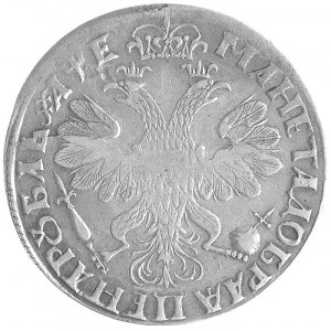 Piotr I 1682-1725, rubel 1705, Aw: Popiersie, Rw: Orzeł...
