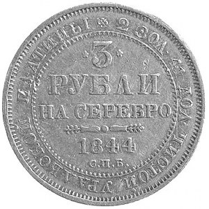 3 ruble 1844, Petersburg, Fr.143, Uzdenikow 409, platyn...
