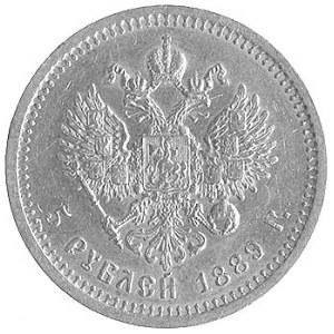 5 rubli 1889, Petersburg, Fr.151, Uzdenikow 300, złoto,...