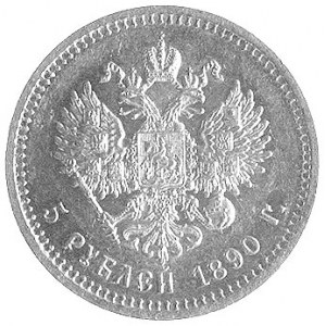 5 rubli 1890, Petersburg, Fr.151, Uzdenikow 303, złoto,...