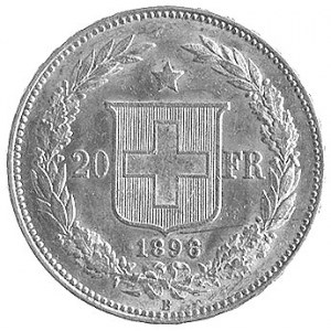 20 franków 1896, Helvetia, Fr. 495, złoto, 6.45 g