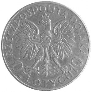 10 złotych 1933, Sobieski, wypukły napis PRÓBA, Parchim...