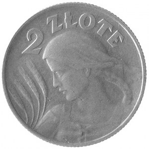2 złote 1924, Głowa Kobiety z kłosami, na awersie liter...