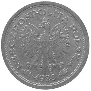 1 złoty 1928, Nominał w wieńcu z liści dębowych, Parchi...
