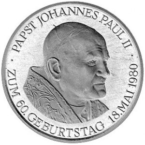 medal wybity z okazji rocznicy 60-tych urodzin papieża ...