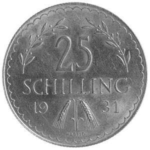 I Republika Austriacka, 25 szylingów 1931, Wiedeń, Aw: ...