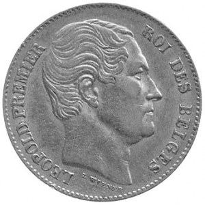 Leopold I 1831- 1865, 20 franków 1865, Aw: Głowa, Rw: N...