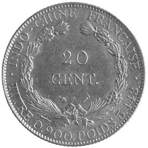 20 centów 1893, Aw: Siedząca Wolność, Rw: W wieńcu nomi...