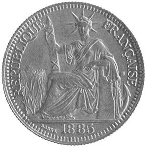 10 centów 1885, Aw: Siedząca Wolność, Rw: W wieńcu nomi...