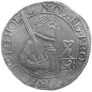 rijksdaalder 1609, Holandia, Aw: Rycerz z mieczem i tar...