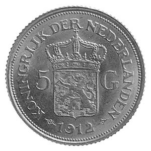 5 guldenów 1912, Utrecht, Aw: Głowa, Rw: Herb, Fr.350, ...