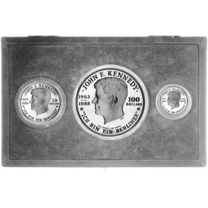 zestaw monet z 1988 r.; złote 250 dolarów, srebrne 100 ...