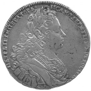 rubel 1727, Aw: Popiersie, Rw: Poczwórny monogram, Uzde...