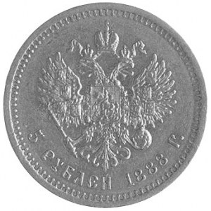 5 rubli 1888, Petersburg, Fr.151, Uzdenikow 298, złoto,...