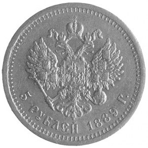 5 rubli 1889, Petersburg, Fr.151, Uzdenikow 301, złoto,...