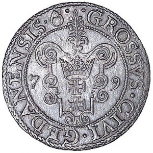 grosz 1579, Gdańsk, odmiana z kropką na końcu napisu na...
