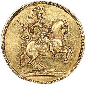 dwudukat koronacyjny 1697, Merseb. 1398, Fr. 2826, złot...