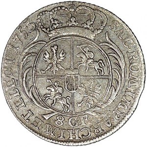 dwuzłotówka (8 groszy) 1753, Lipsk, Kam. 846 R2, Merseb...