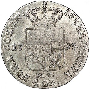 złotówka 1793, Warszawa, Plage 301, minimalnie justowan...