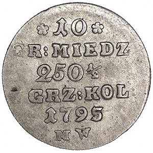 10 groszy miedzianych 1793/2, Warszawa, Plage 239, z po...